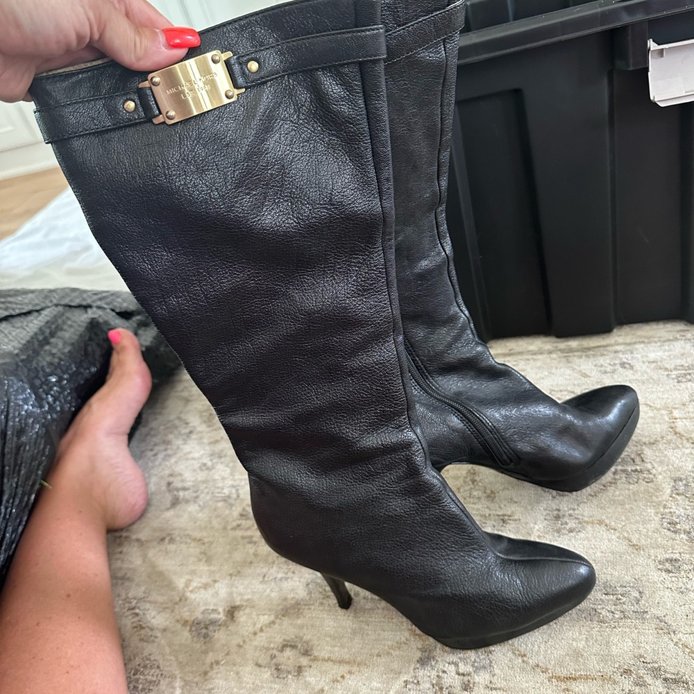 Michael Kors Black Leather Heeled Boots